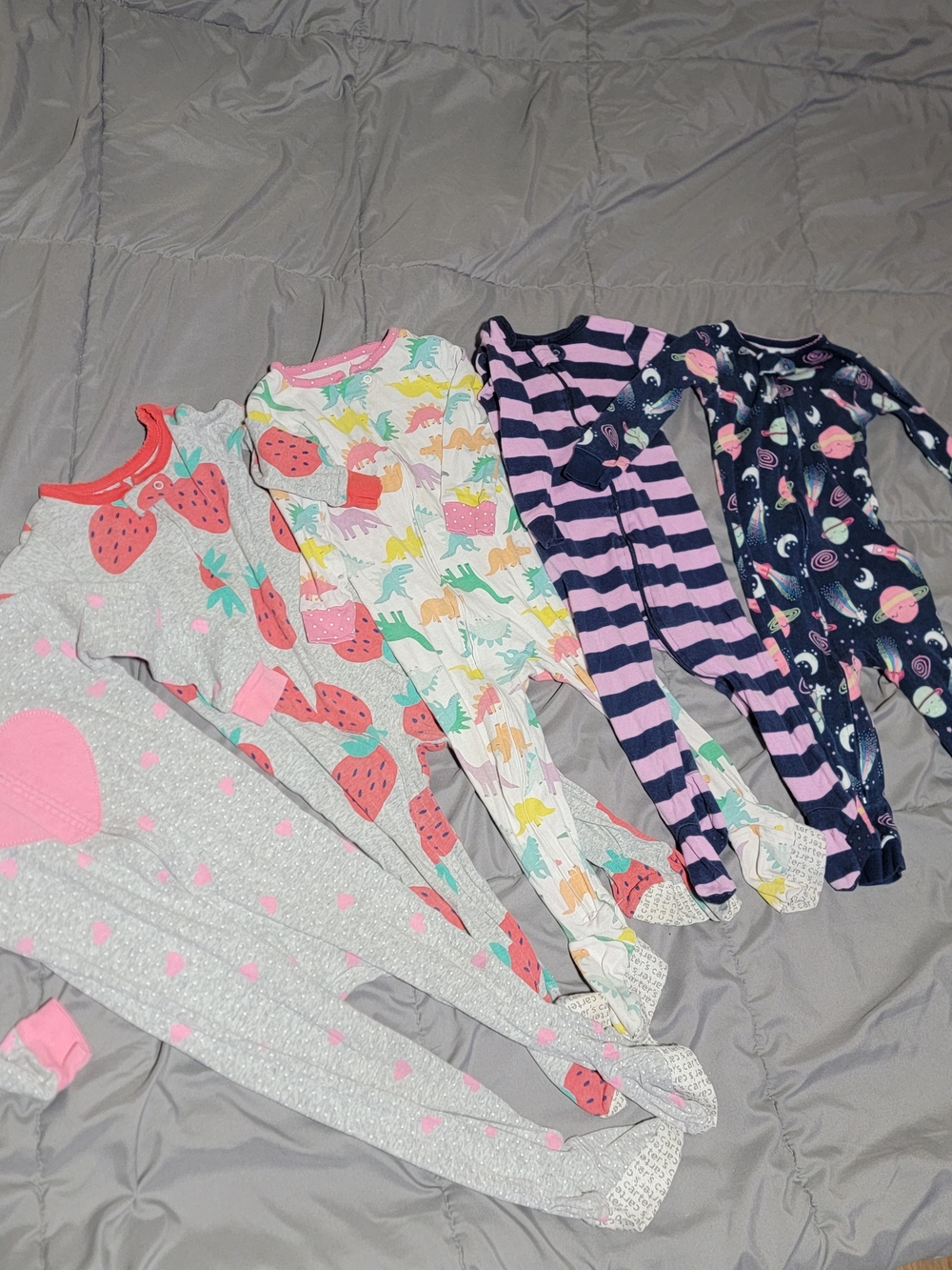 Kids One-Piece Sleepers - Pink, Gray, Multicolor - (Brand Unspecified)